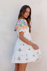 Field Of Blooms Mini Dress White