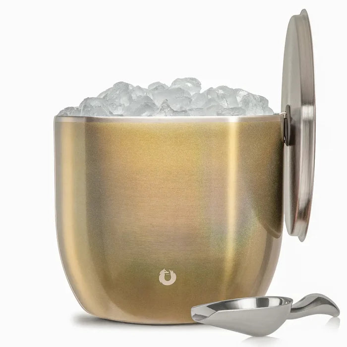 Gold Ice Bucket with Lid/Scoop