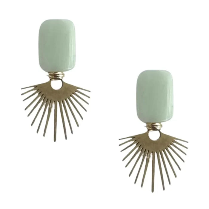 Gold Sage Sunburst Earring