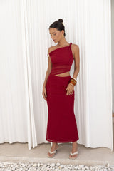 Summer Moon Off The Shoulder Maxi Dress Red