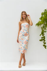 Island Dreams Strapless Midi Dress Peach