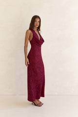 Lasting Luxuries Maxi Dress Wine