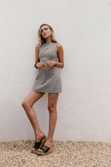 Dreamy Skies Gingham Mini Dress Brown