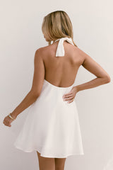 Coconut Sips Halter Mini Dress White