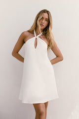 Coconut Sips Halter Mini Dress White