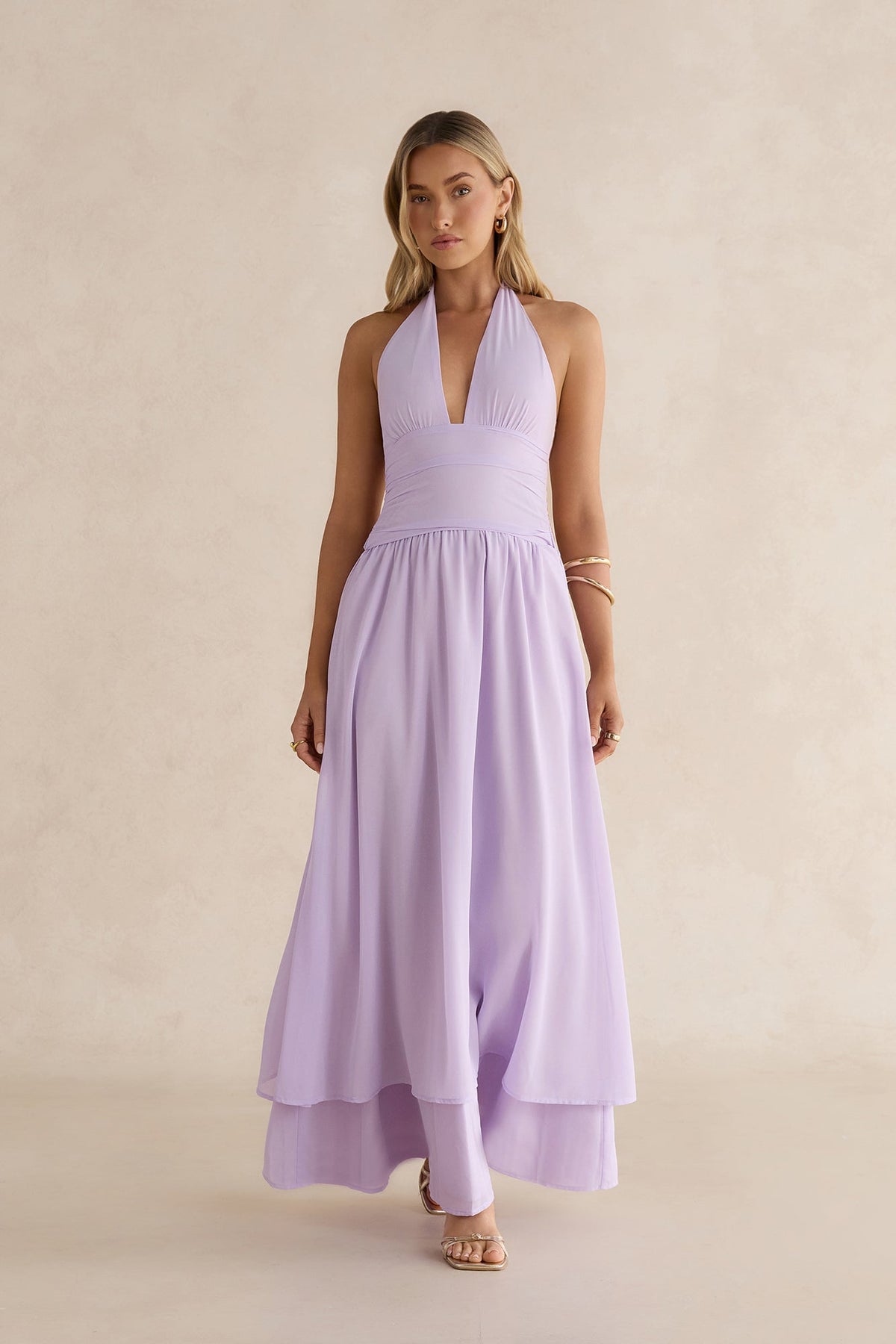 Sorbet Soiree Halter Maxi Dress Lilac