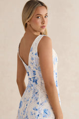 Calling For You Floral Mini Dress Blue