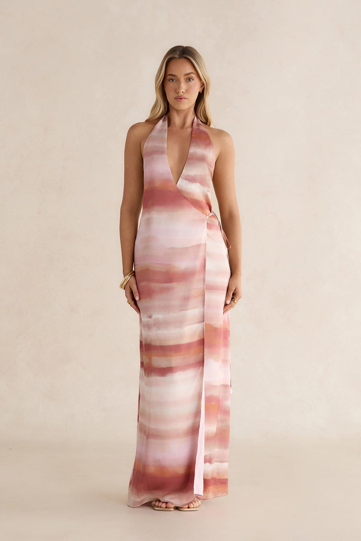 Atlanna Wrap Maxi Dress Shell Print