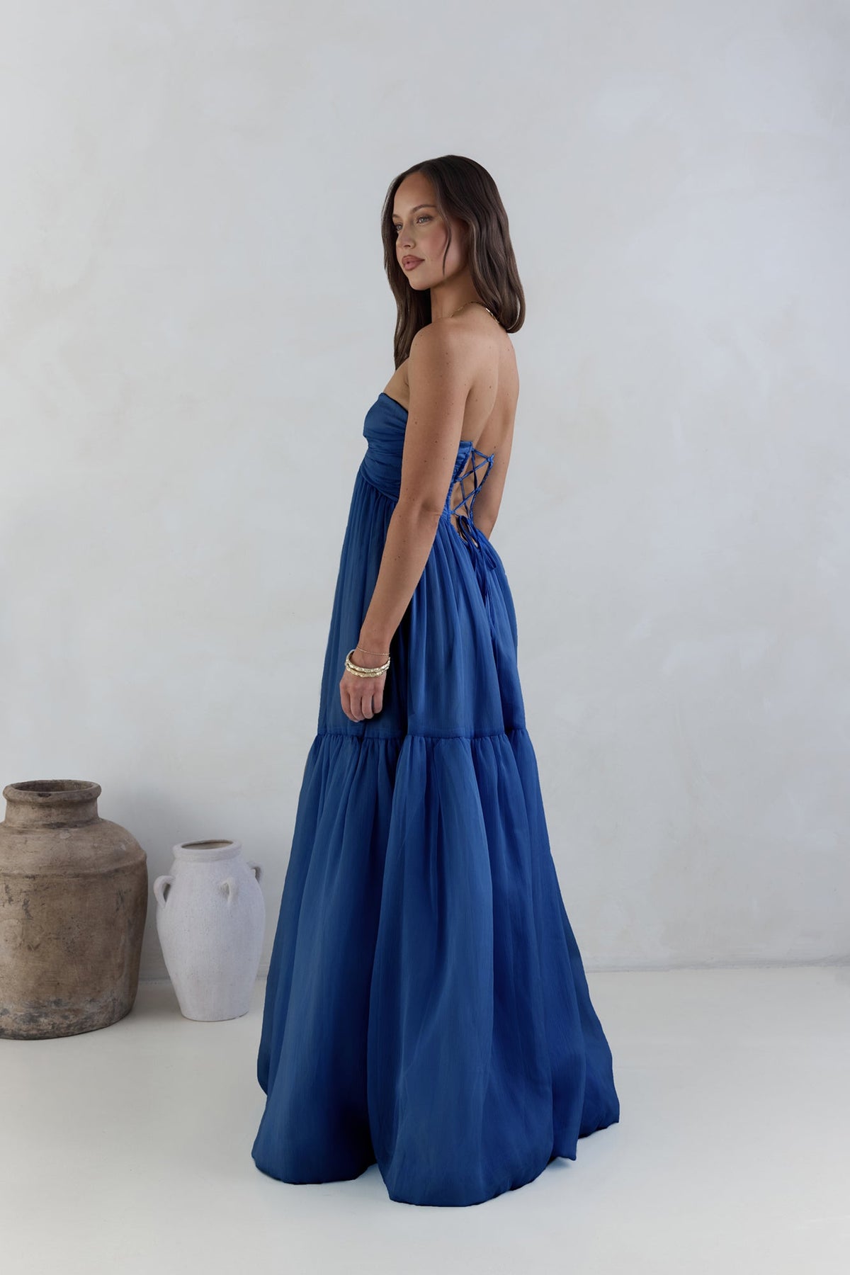 Unforgettable Style Strapless Maxi Dress Navy