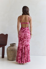 Bed Of Flowers Mesh Maxi Dress Pink