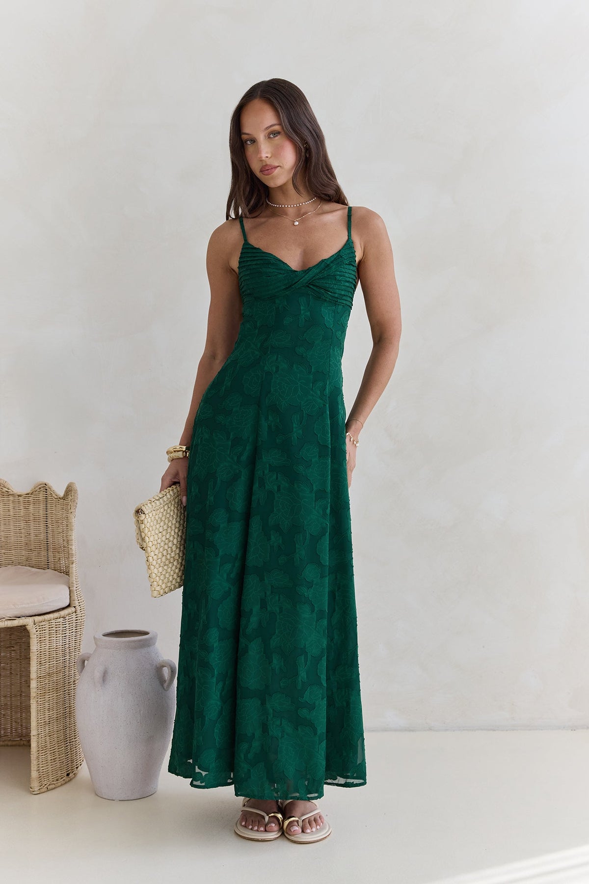 Habita Maxi Dress Forest Green