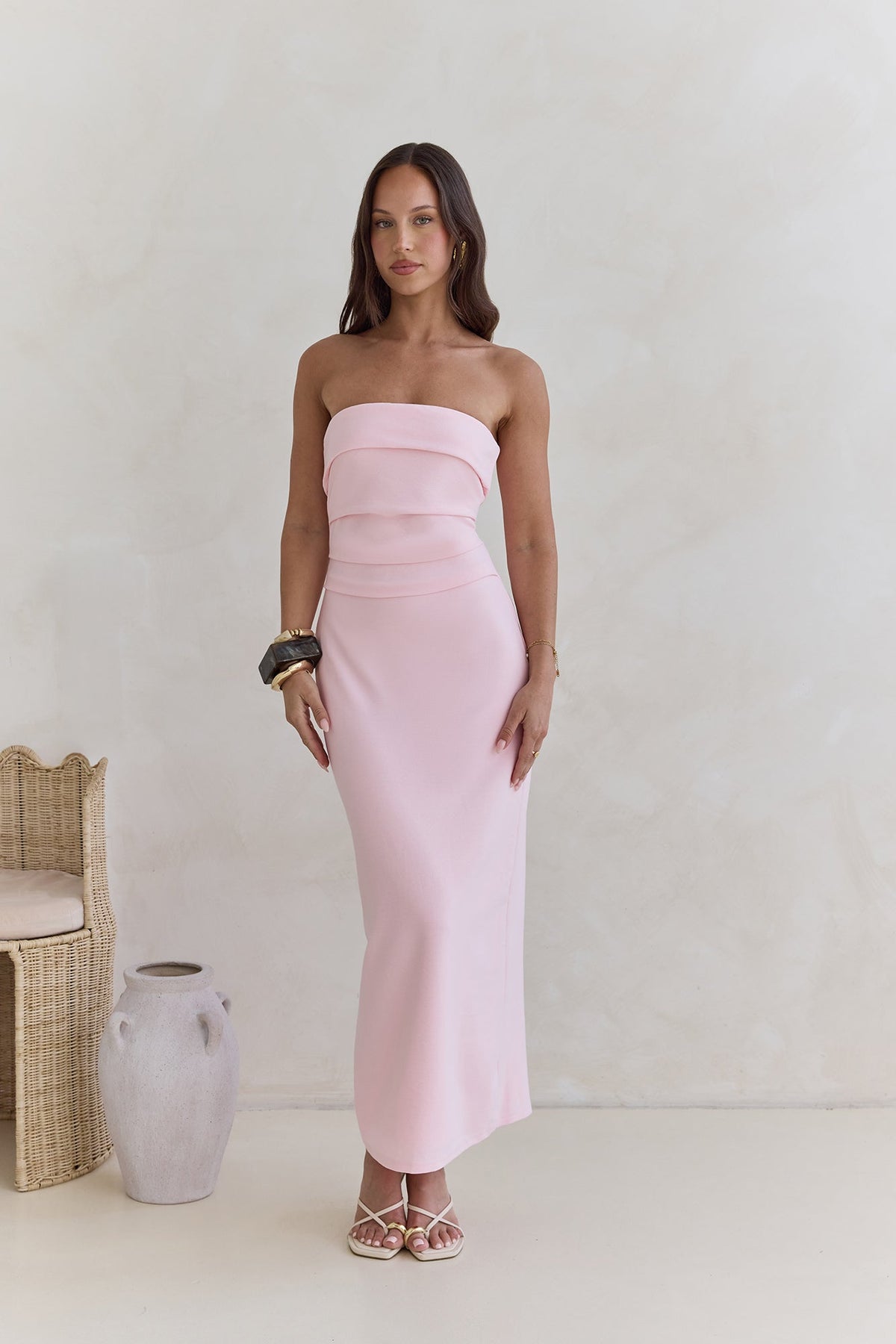 Sunny Daze Strapless Maxi Dress Pink