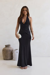 Live And Love Lace Halter Maxi Dress Black