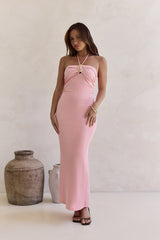Karmic Blessing Strapless Halter Maxi Dress Pink
