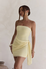 Catching Sunrays Strapless Mini Dress Yellow