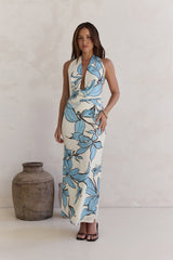 Light The Ocean Halter Maxi Dress Blue