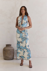 Light The Ocean Halter Maxi Dress Blue