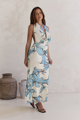 Light The Ocean Halter Maxi Dress Blue