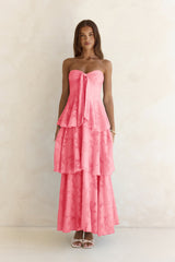 Know Your Heart Strapless Maxi Dress Coral