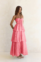 Know Your Heart Strapless Maxi Dress Coral