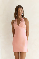 Higher And Higher Satin Halter Mini Dress Orange
