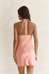 Higher And Higher Satin Halter Mini Dress Orange