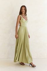 Song Of The Sky Plisse Maxi Dress Green