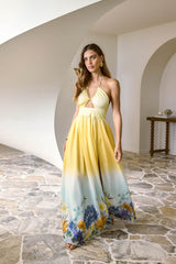 Sunny Blooms Halter Maxi Dress Ombre