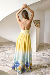 Sunny Blooms Halter Maxi Dress Ombre
