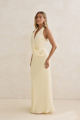 Charm Of Yours Satin Halter Maxi Dress Yellow