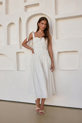 Spring Breeze Midi Dress White