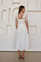 Spring Breeze Midi Dress White
