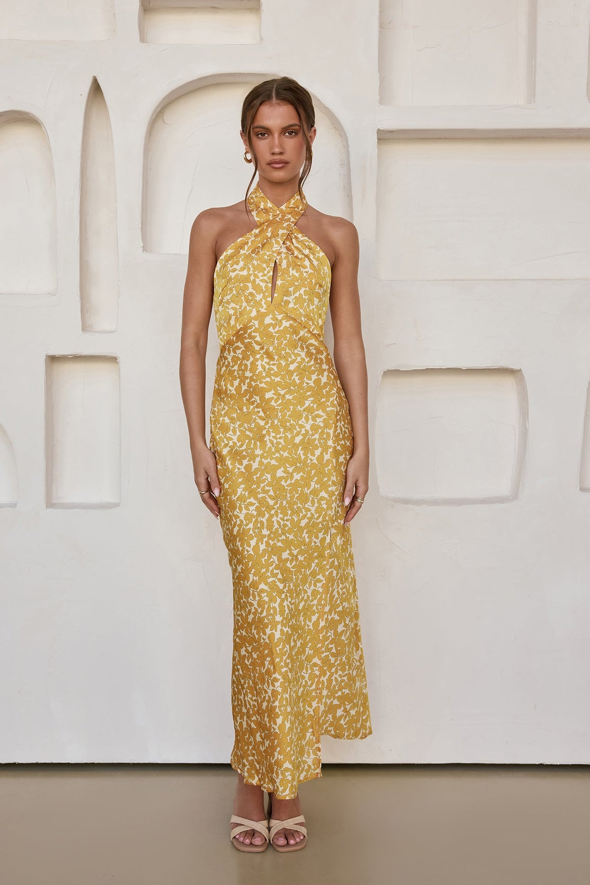 Marigold Moments Halter Maxi Dress Orange
