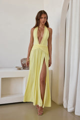 Bewitched By Light Halter Maxi Dress Yellow