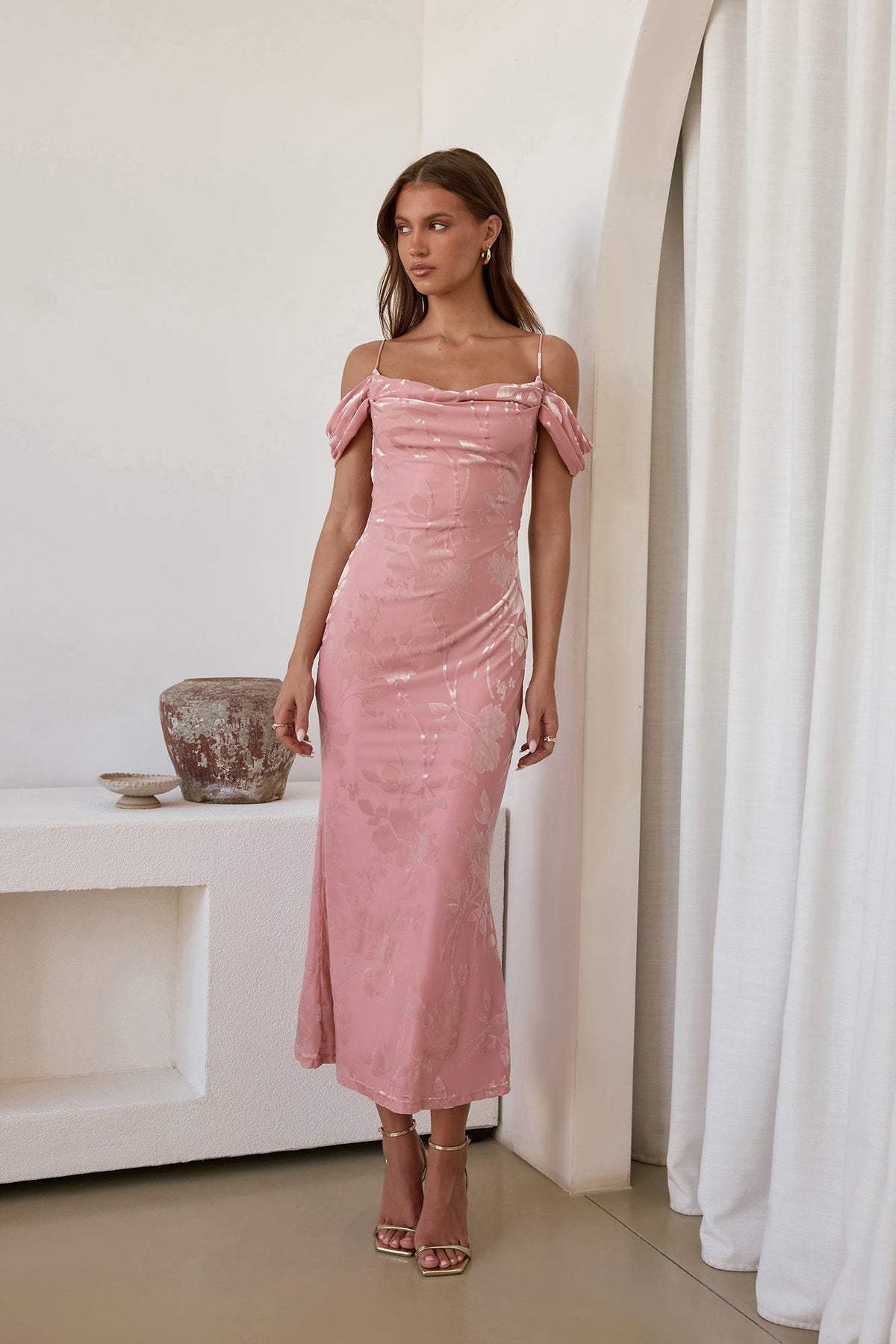 Soft Dedications Mesh Maxi Dress Pink