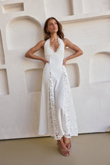 Catching Sunbeams Halter Maxi Dress White