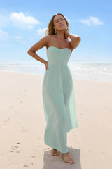 Wishful Seasons Strapless Maxi Dress Green