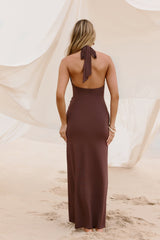 Pure Dreamer Halter Maxi Dress Brown