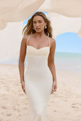 Counting The Seconds Lace Mesh Maxi Dress Yellow