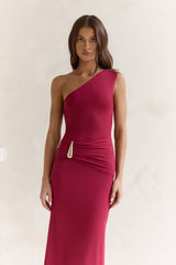 First Class Life One Shoulder Maxi Dress Wine
