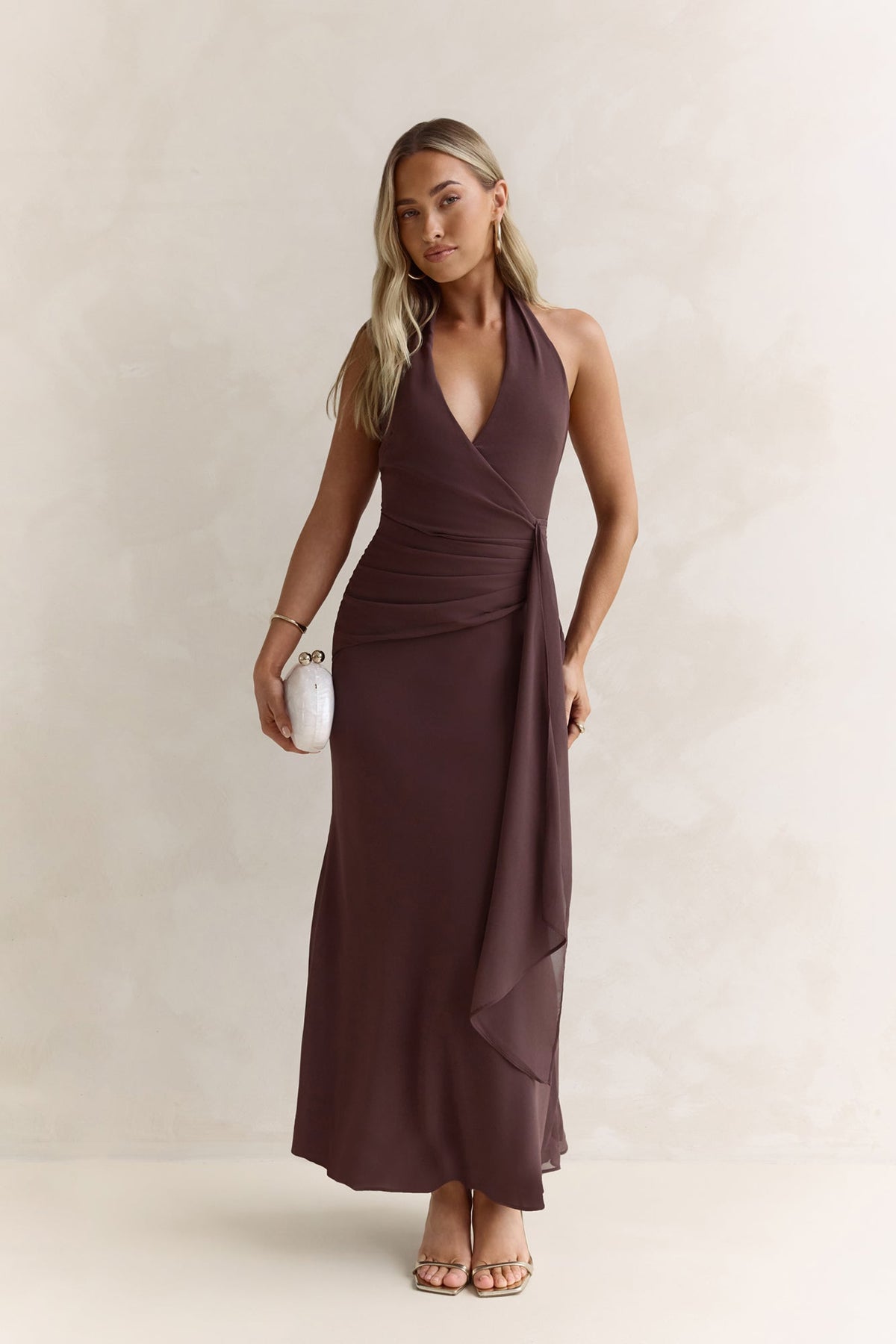 Run To You Halter Maxi Dress Brown