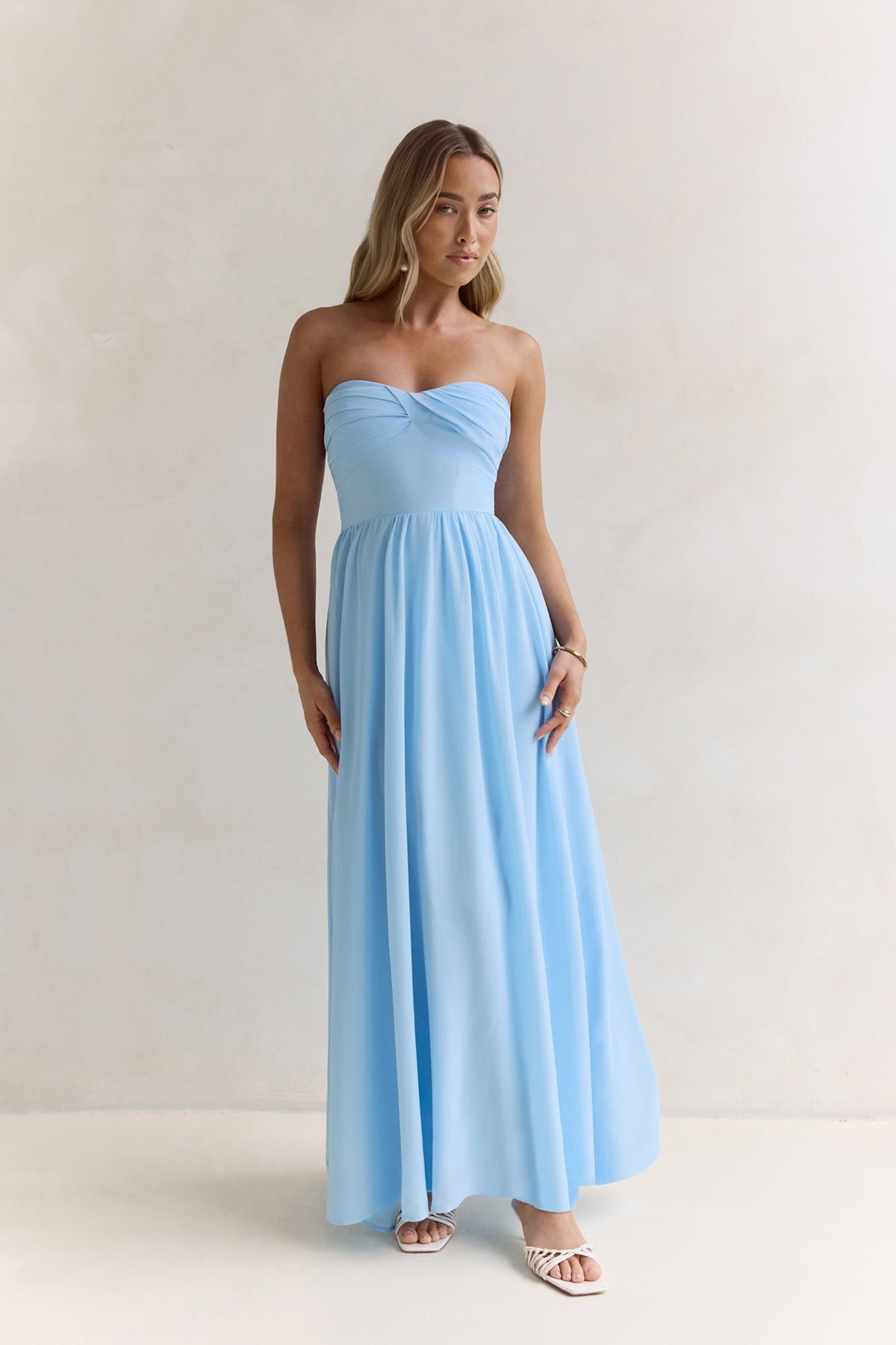 Wishful Seasons Strapless Maxi Dress Blue