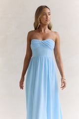 Wishful Seasons Strapless Maxi Dress Blue
