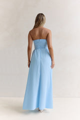 Wishful Seasons Strapless Maxi Dress Blue