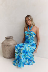 Volume Up Strapless Maxi Dress Blue