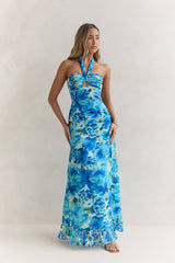 Volume Up Strapless Maxi Dress Blue