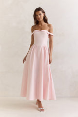 Memory Of Fate Off Shoulder Maxi Dress Pink