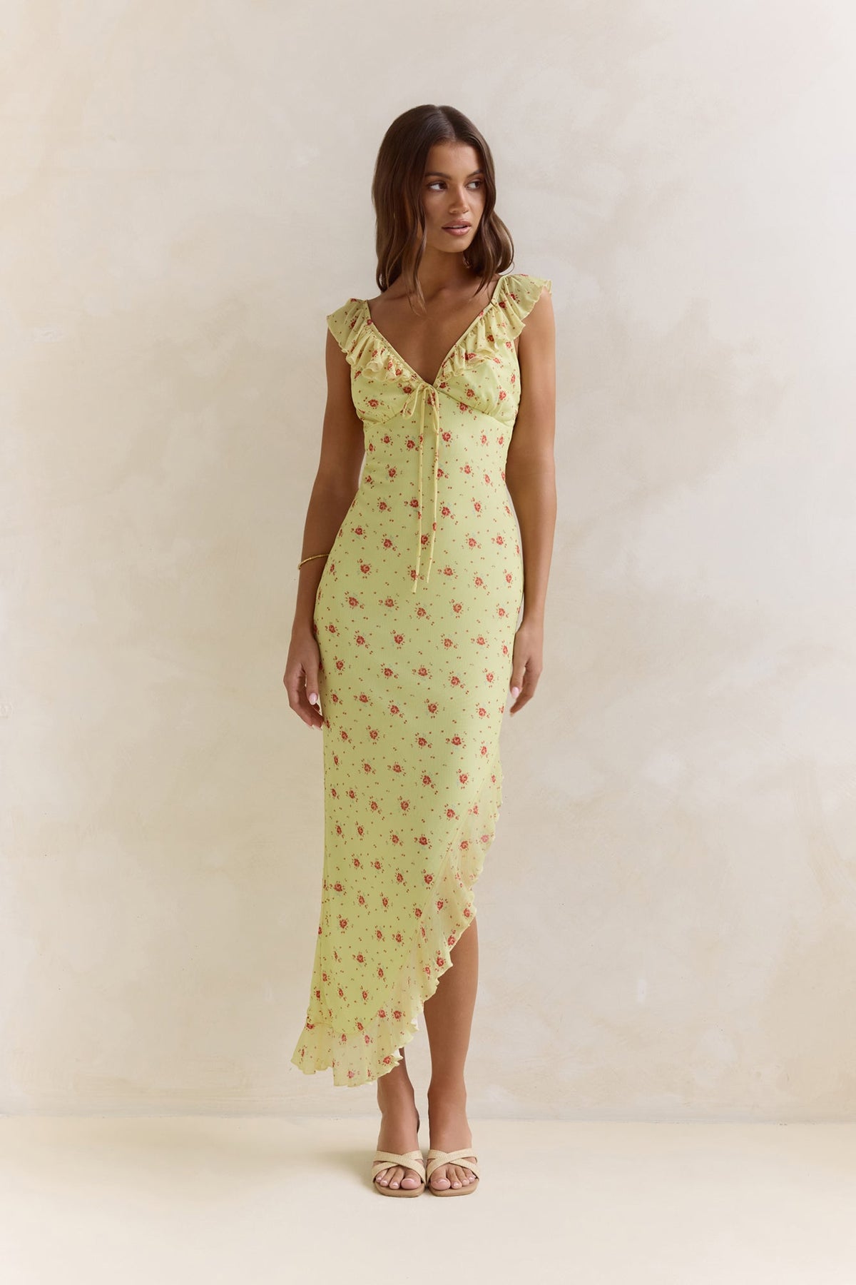 Imaginations Mesh Maxi Dress Yellow