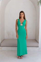 Coastal Caprice Maxi Dress Green