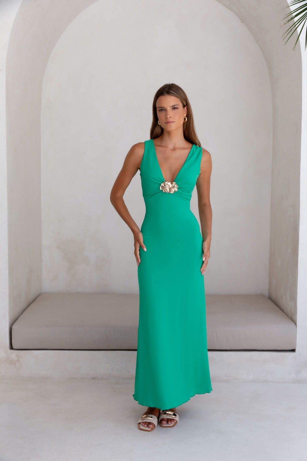 Coastal Caprice Maxi Dress Green